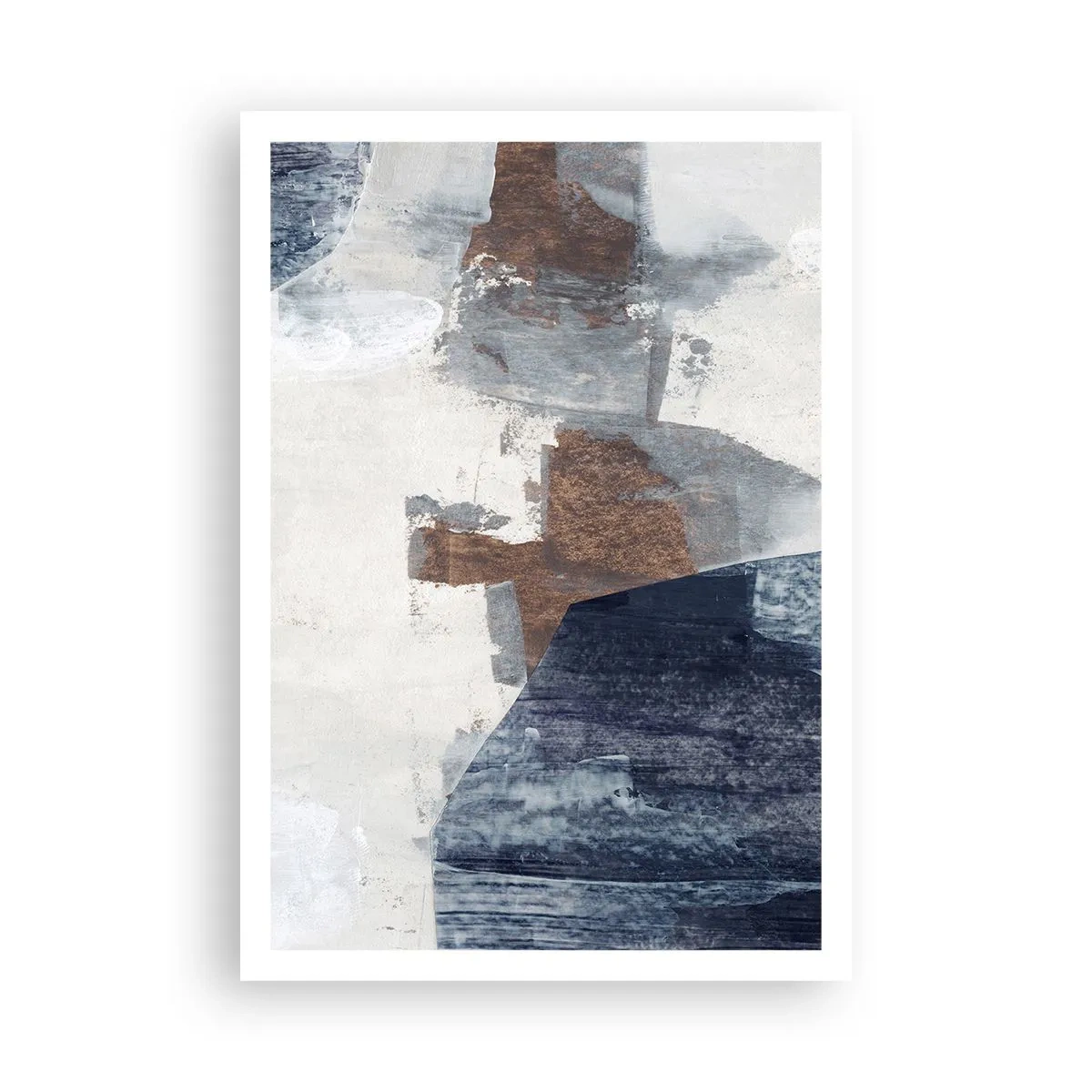 Affisch - Blåbruna former - 70x100 cm