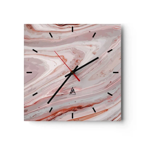Väggklocka - Klocka på glas - Flytande rosa - 30x30 cm