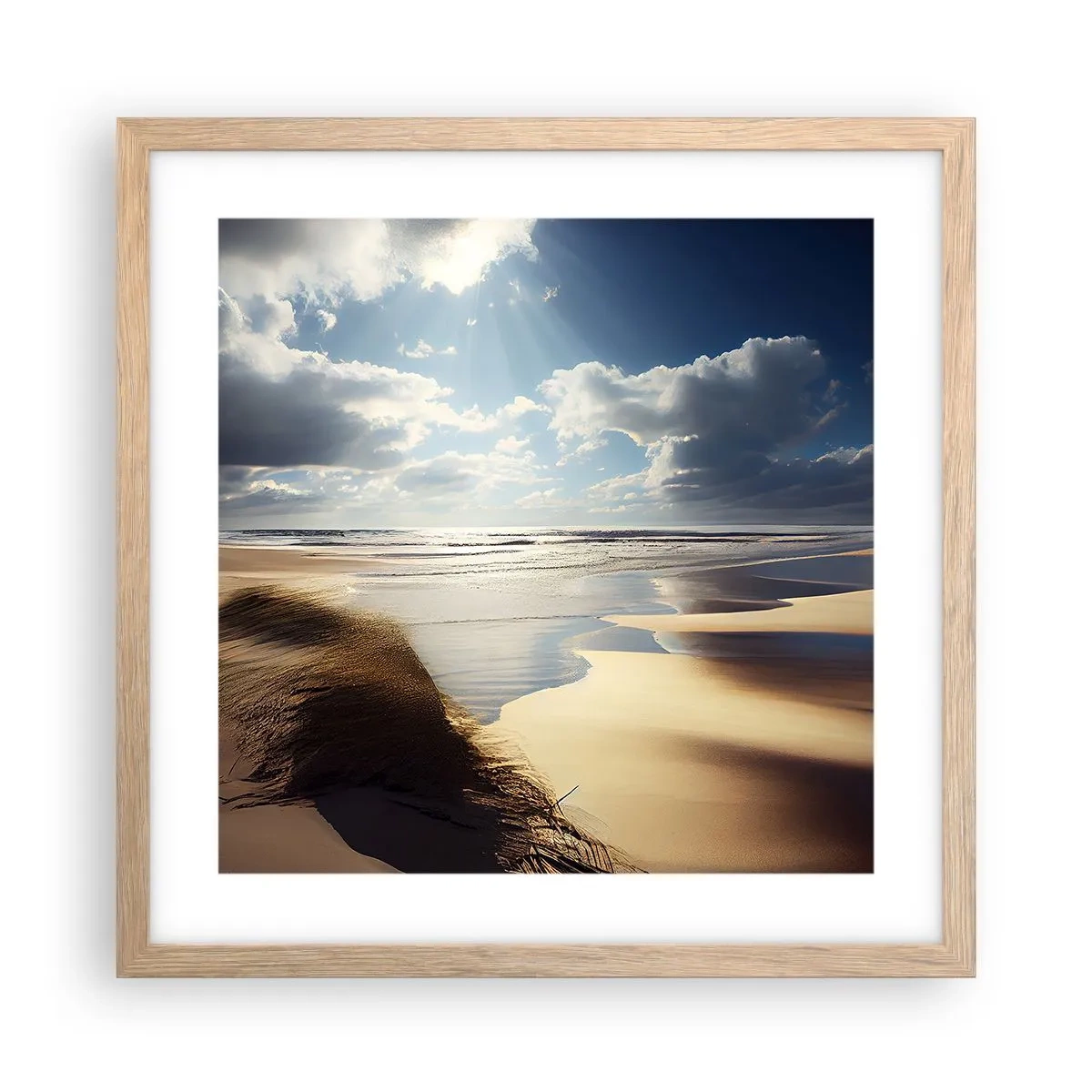 Affisch i ram av ljusek - Strand, vild strand - 40x40 cm