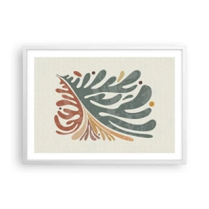 Affisch i vit ram - Flerfärgat blad - 70x50 cm