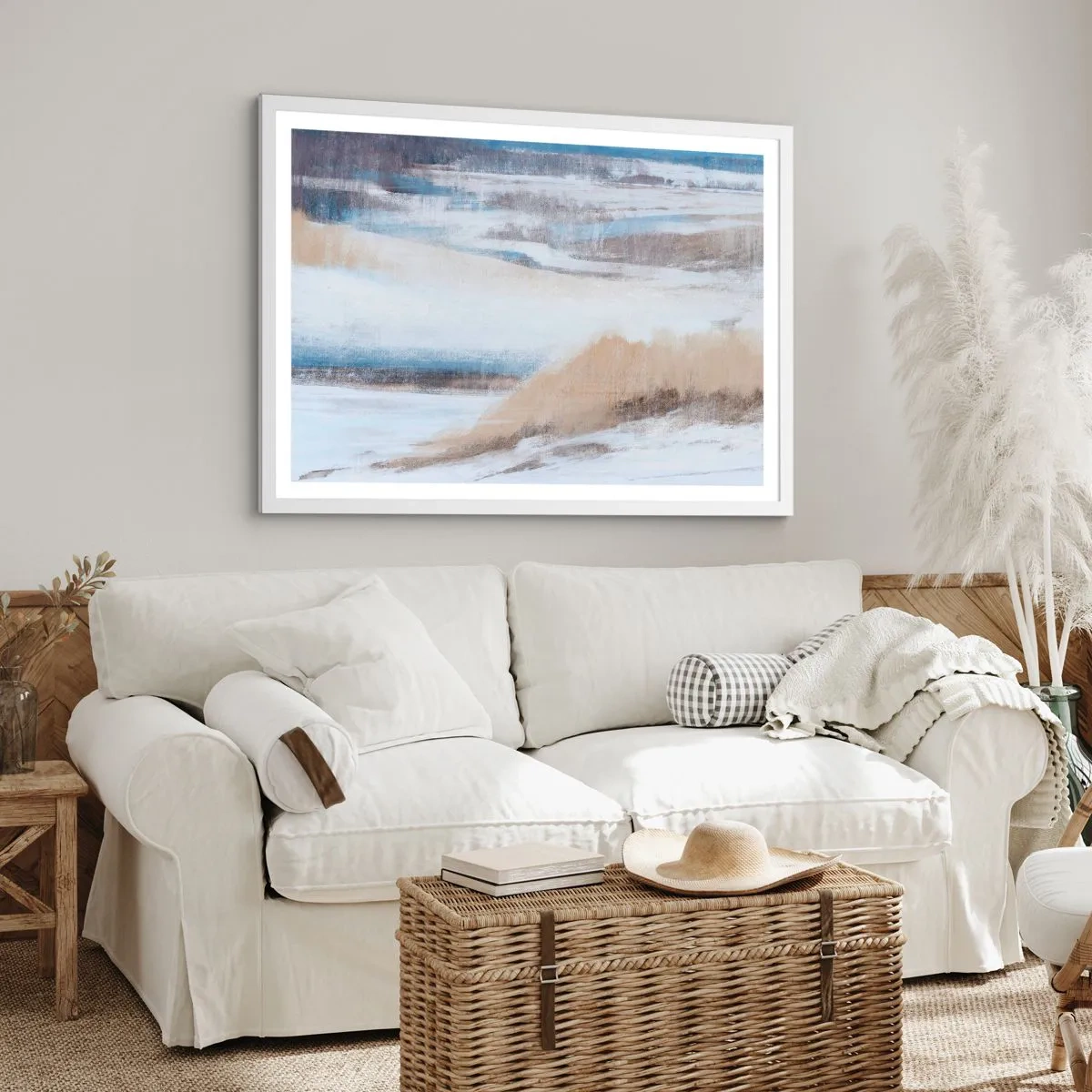 Affisch i vit ram - Vinterkomposition - 70x50 cm