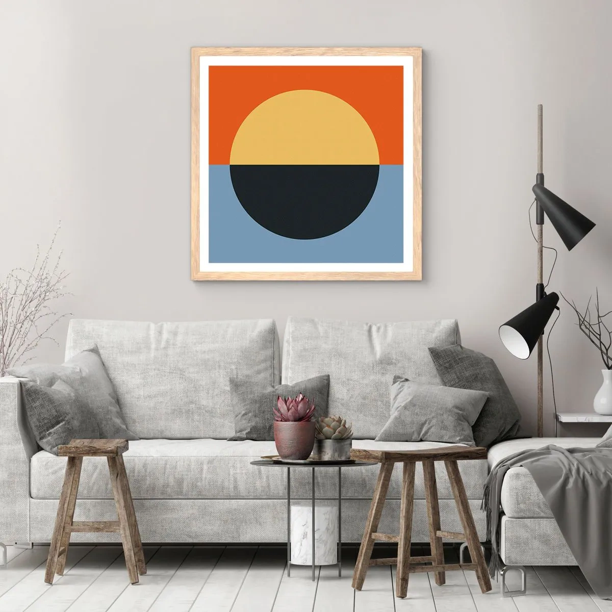 Affisch i ram av ljusek - Komposition av värme och kyla - 50x50 cm