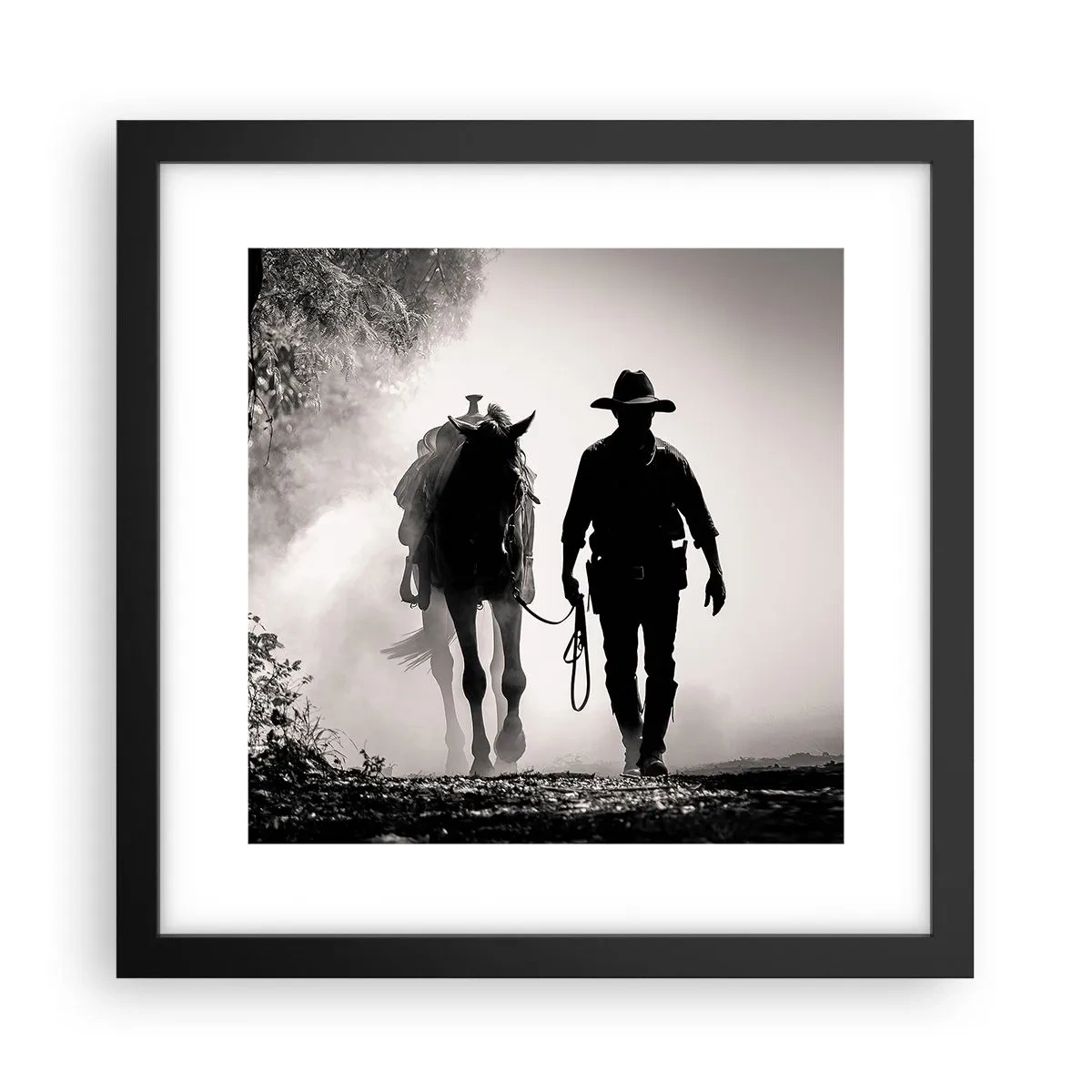 Affisch i svart ram - En morgon i Texas - 30x30 cm