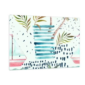 Glastavla - Bild på glas - Semester under palmerna - 120x80 cm