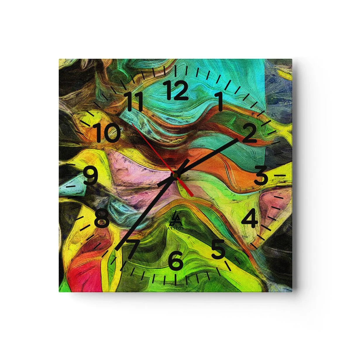 Väggklocka - Klocka på glas - Rörelse är liv - 40x40 cm