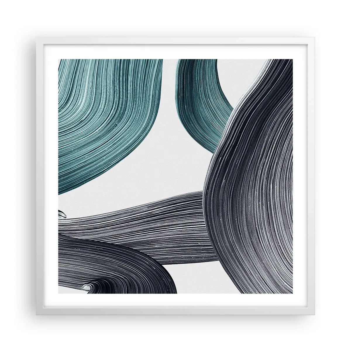 Affisch i vit ram - Smaragd och svarta spår - 60x60 cm