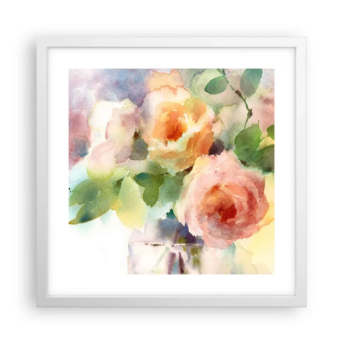 Affisch i vit ram - Delikat som en akvarell - 40x40 cm
