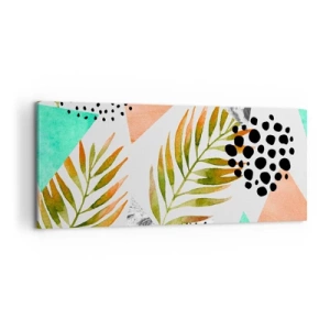 Canvastavla - Bild på duk - Dekoration med palmblad - 120x50 cm