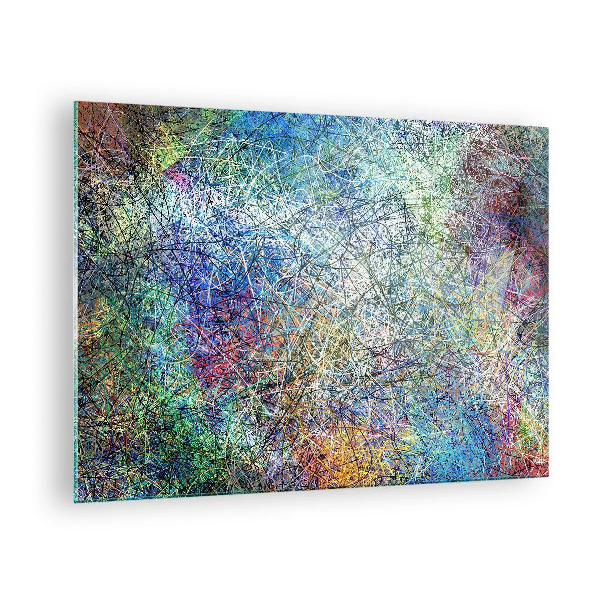 Glastavla - Bild på glas - Färgglad abstraktion med dynamiska linjer - 70x50cm - Det är inte så enkelt - Modern väggdekoration för vardagsrum och sovrum ARTTOR
