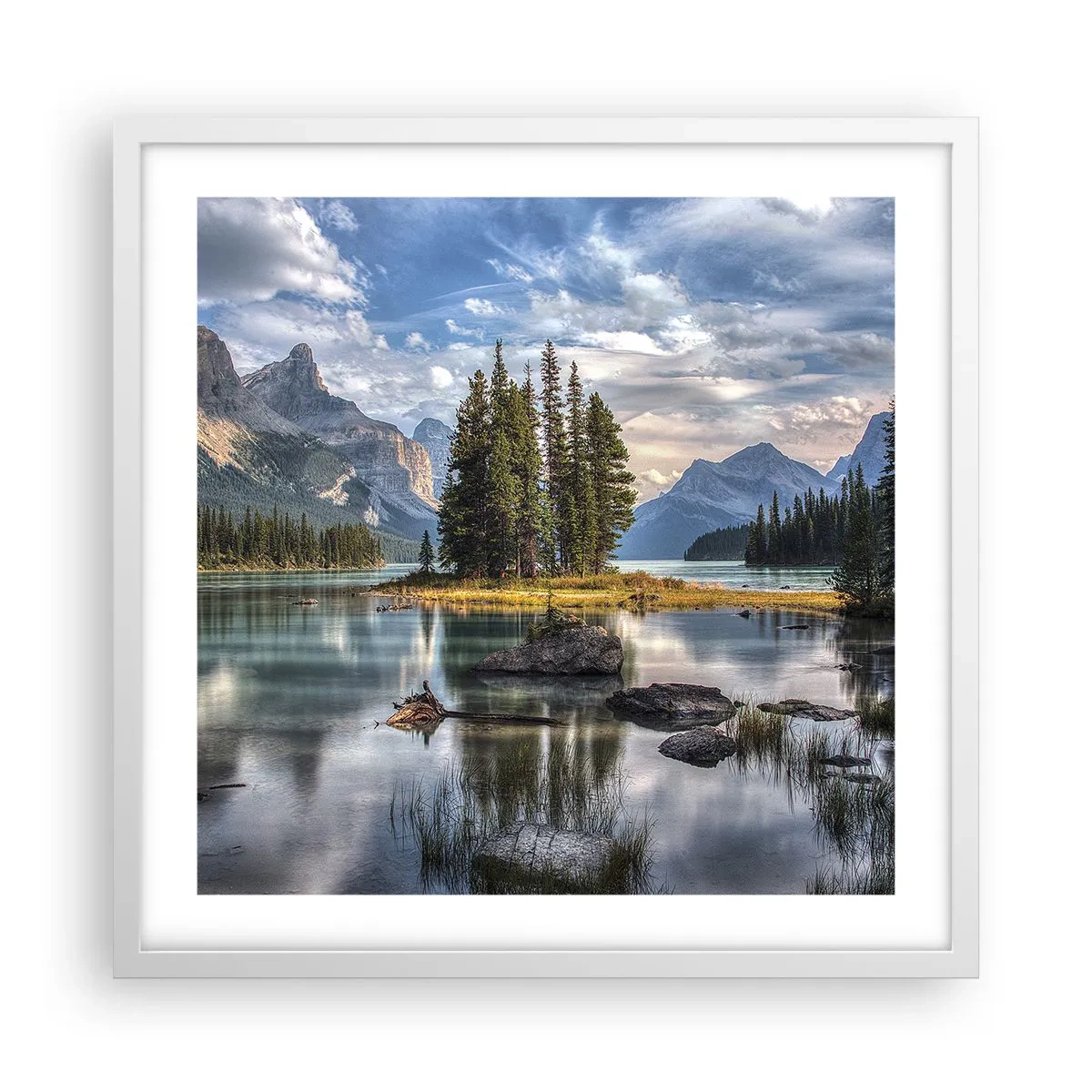 Affisch i vit ram - Vid stort och rent vatten - 50x50 cm