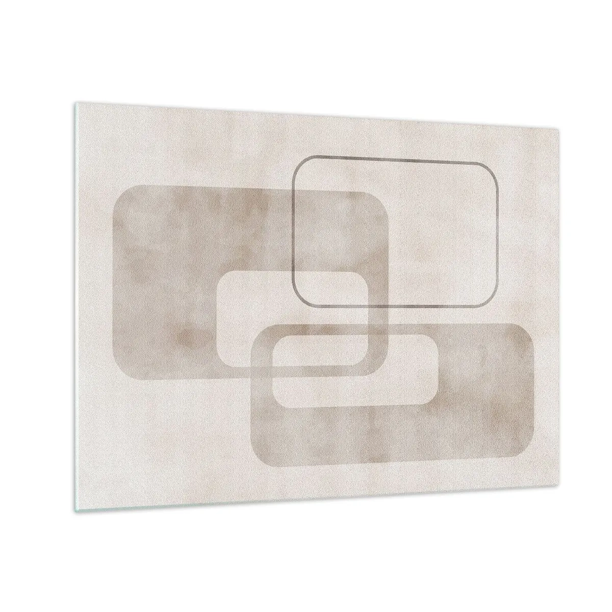 Glastavla - Bild på glas - Minimalistiska beige rektanglar på en ljus bakgrund - 70x50cm - Geometrisk fug - Modern väggdekoration för vardagsrum och sovrum ARTTOR