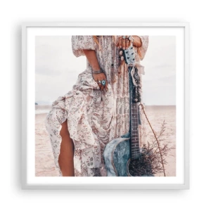 Affisch i vit ram - Flower power på väg - 60x60 cm