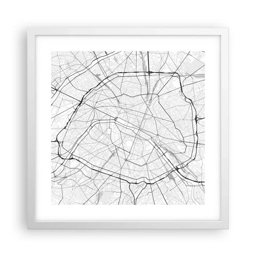 Affisch i vit ram - Paris blomma - 40x40 cm