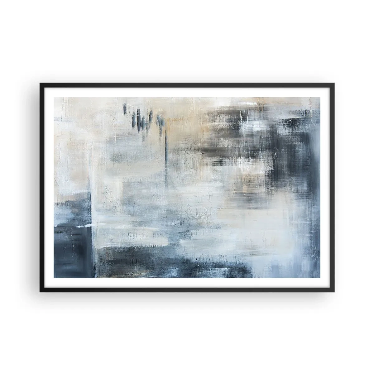 Affisch i svart ram - Bakom en blå slöja - 100x70 cm
