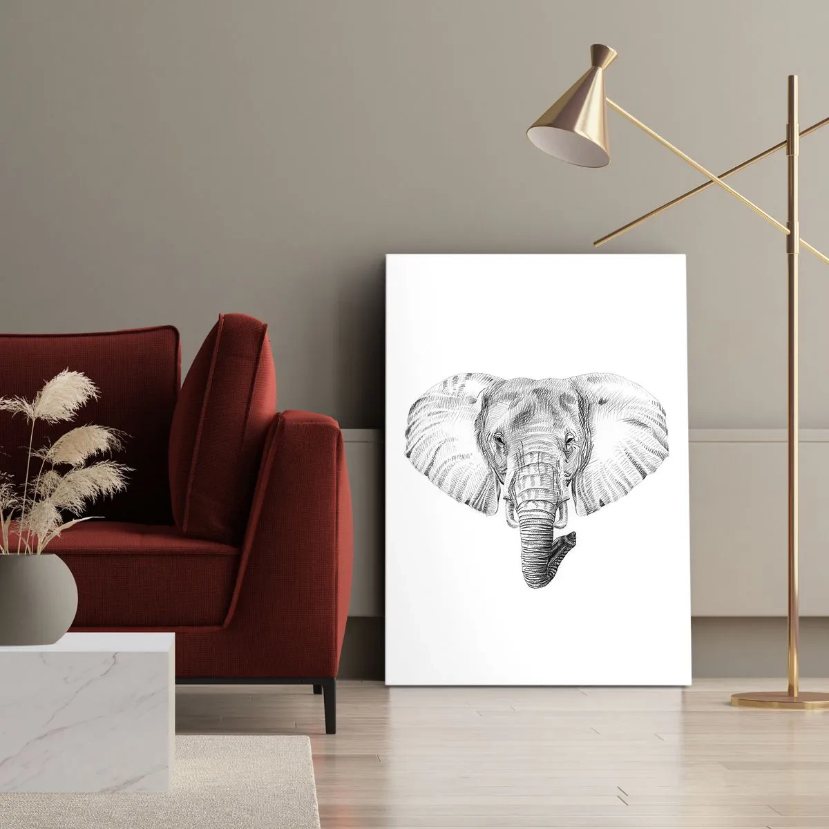 Canvastavla - Bild på duk - "Det var en elefant, stor som elefant" - 45x80 cm