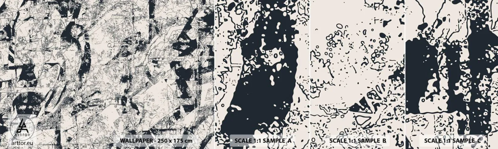 Provbit av självhäftande fototapet Deluxe Sticker - Motsatsernas interpenetration - Abstraktion, Bit, Collage - 100x30 cm