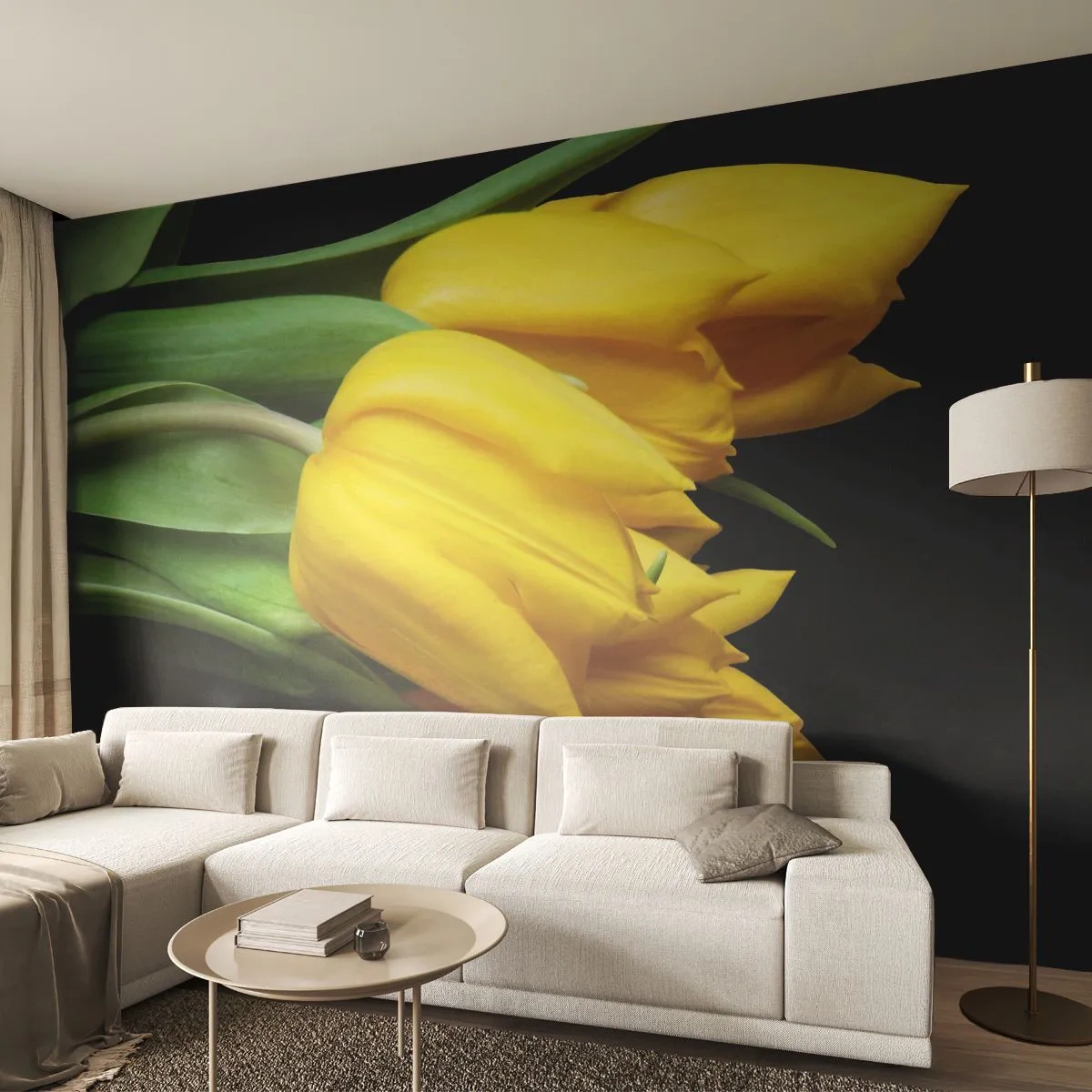 Fototapet Premium Sand - Skapad av rena solen - Blommor, Tulpaner, Blombukett - 100x70 cm