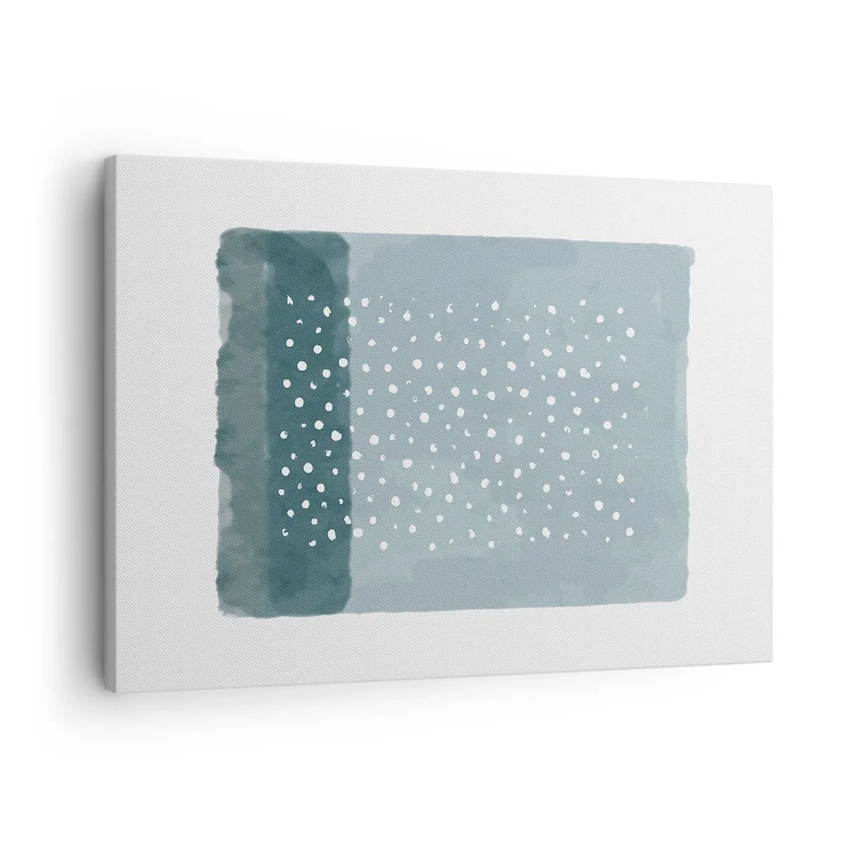 Canvastavla - Bild på duk - En minimalistisk målning i blå nyanser med prickar - 70x50cm - Uppstådda ur det blåa - Modern väggdekoration för vardagsrum och sovrum ARTTOR