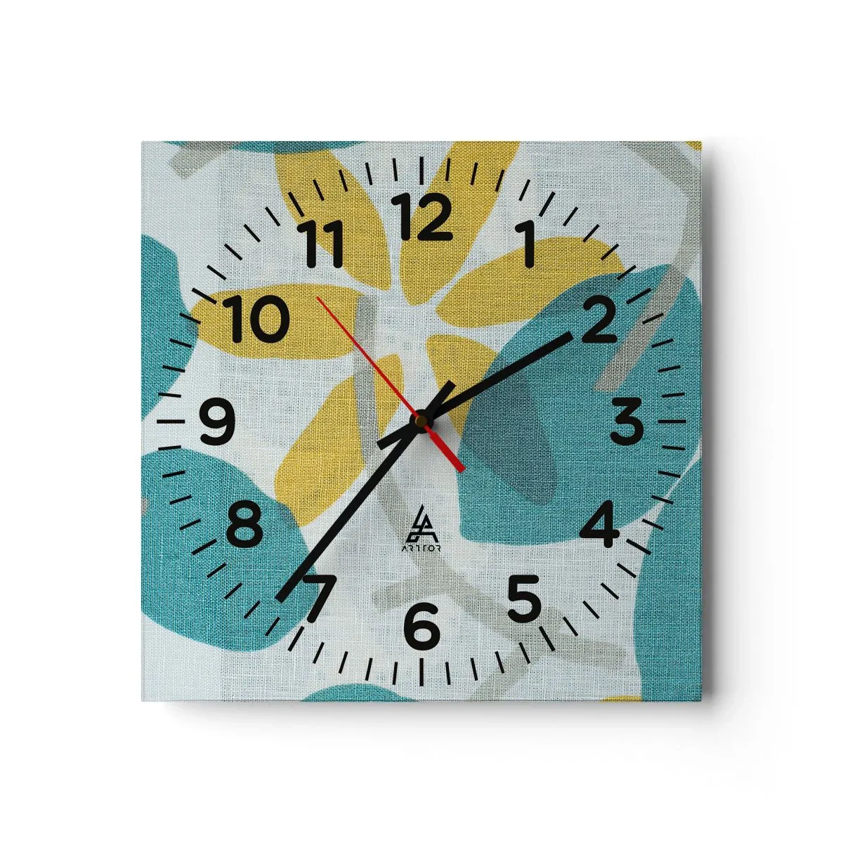 Väggklocka - Klocka på glas - Bland azurblå blad - 30x30 cm