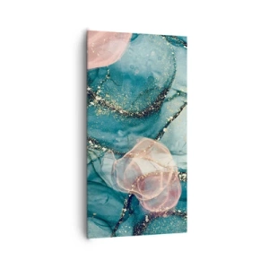 Canvastavla - Bild på duk - Sidenblå, tyllrosa - 65x120 cm