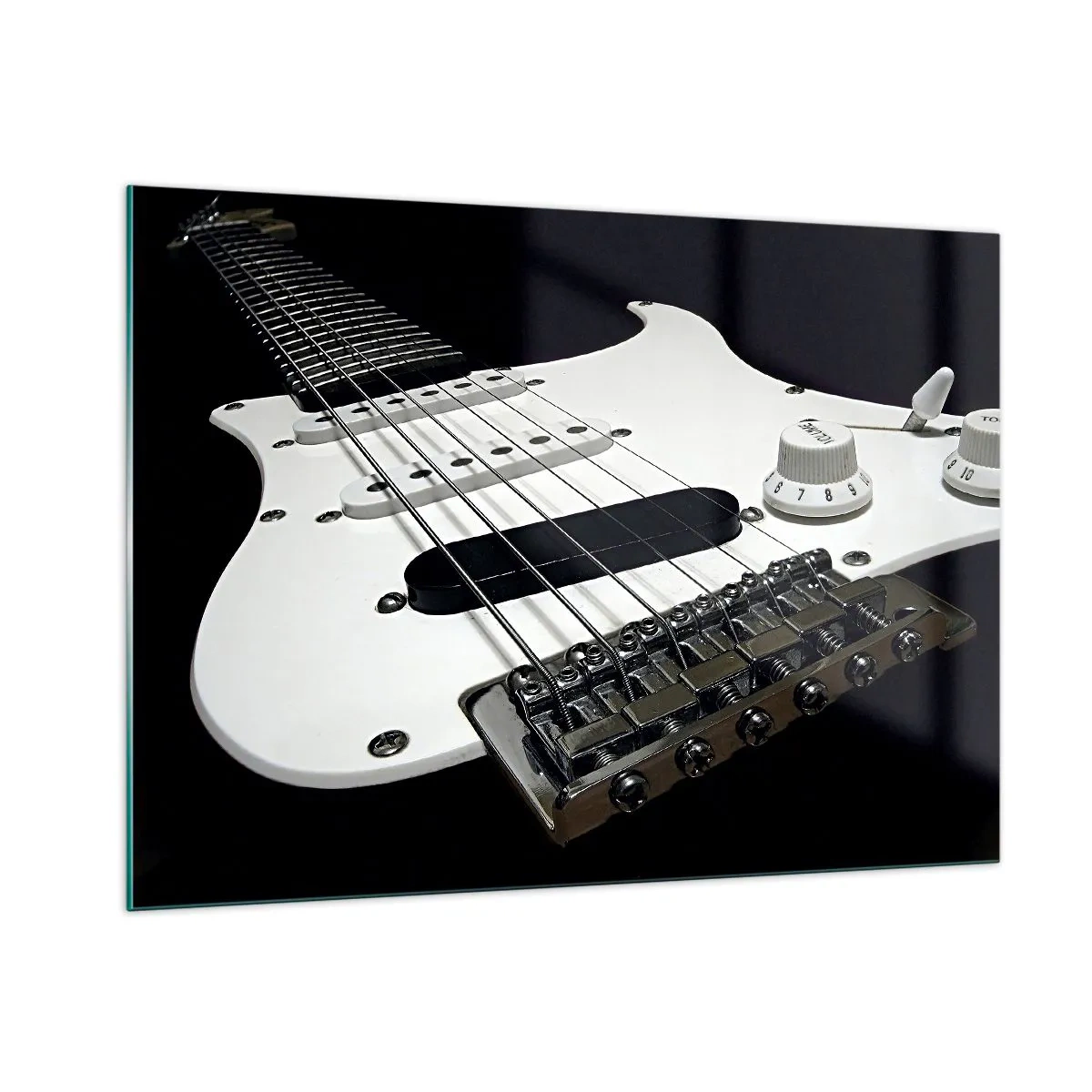 Glastavla - Bild på glas - Ljud gömt i vitt - 100x70 cm