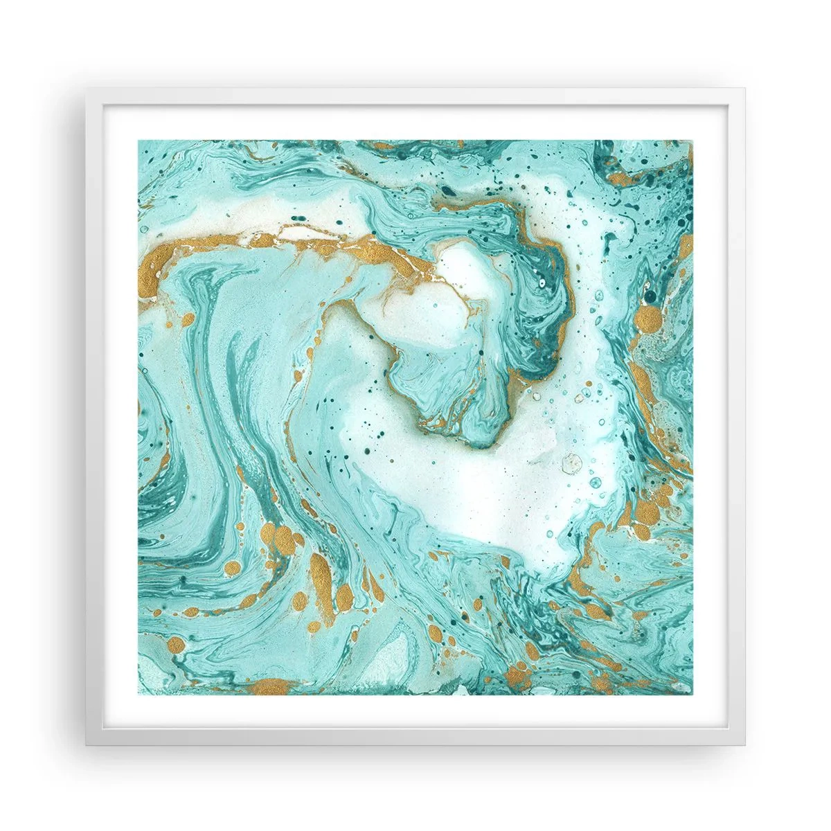 Affisch i vit ram - Under stora vågen från Edo-tiden - 60x60 cm