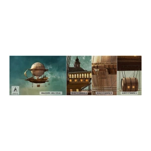 Provbit av fototapet Premium Sand - Jules Verne hälsar - Retro, Resa, Ballong - 100x30 cm