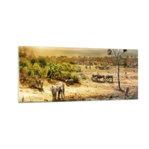 Glastavla - Bild på glas - "Det mynnade en flod från Eden…" - 100x40 cm