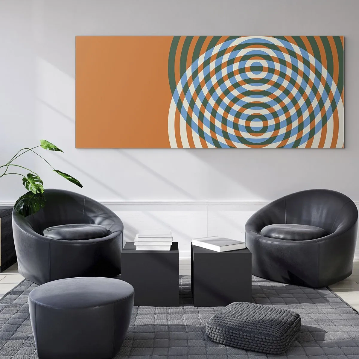 Glastavla - Bild på glas - Abstrakt cirkulär variation - 100x40 cm