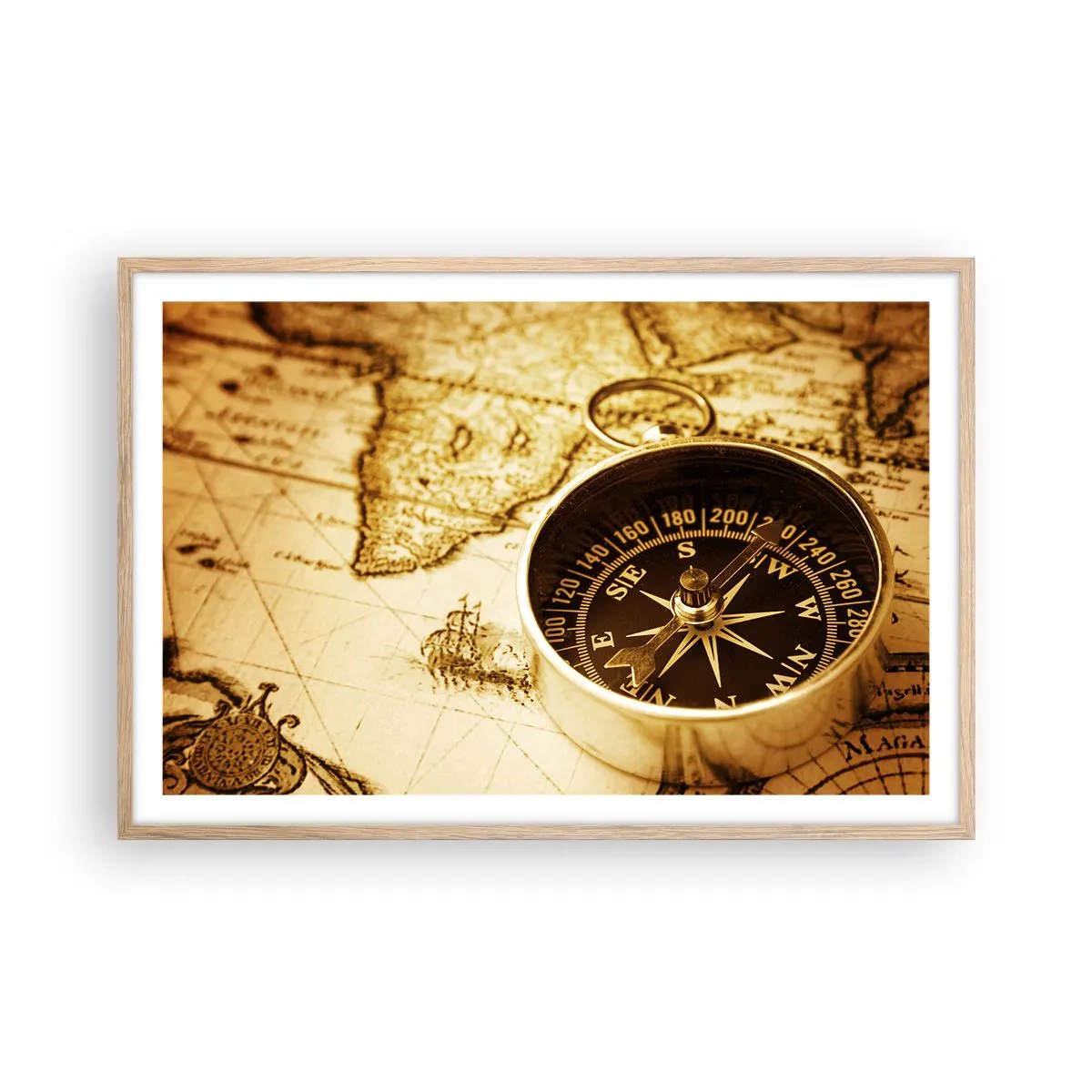 Affisch i ram av ljusek - Västerut eller österut? - 91x61 cm