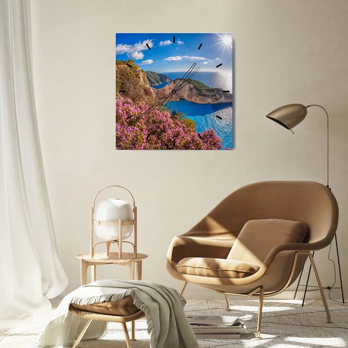 Väggklocka - Klocka på glas - Min stora grekiska semester - 30x30 cm