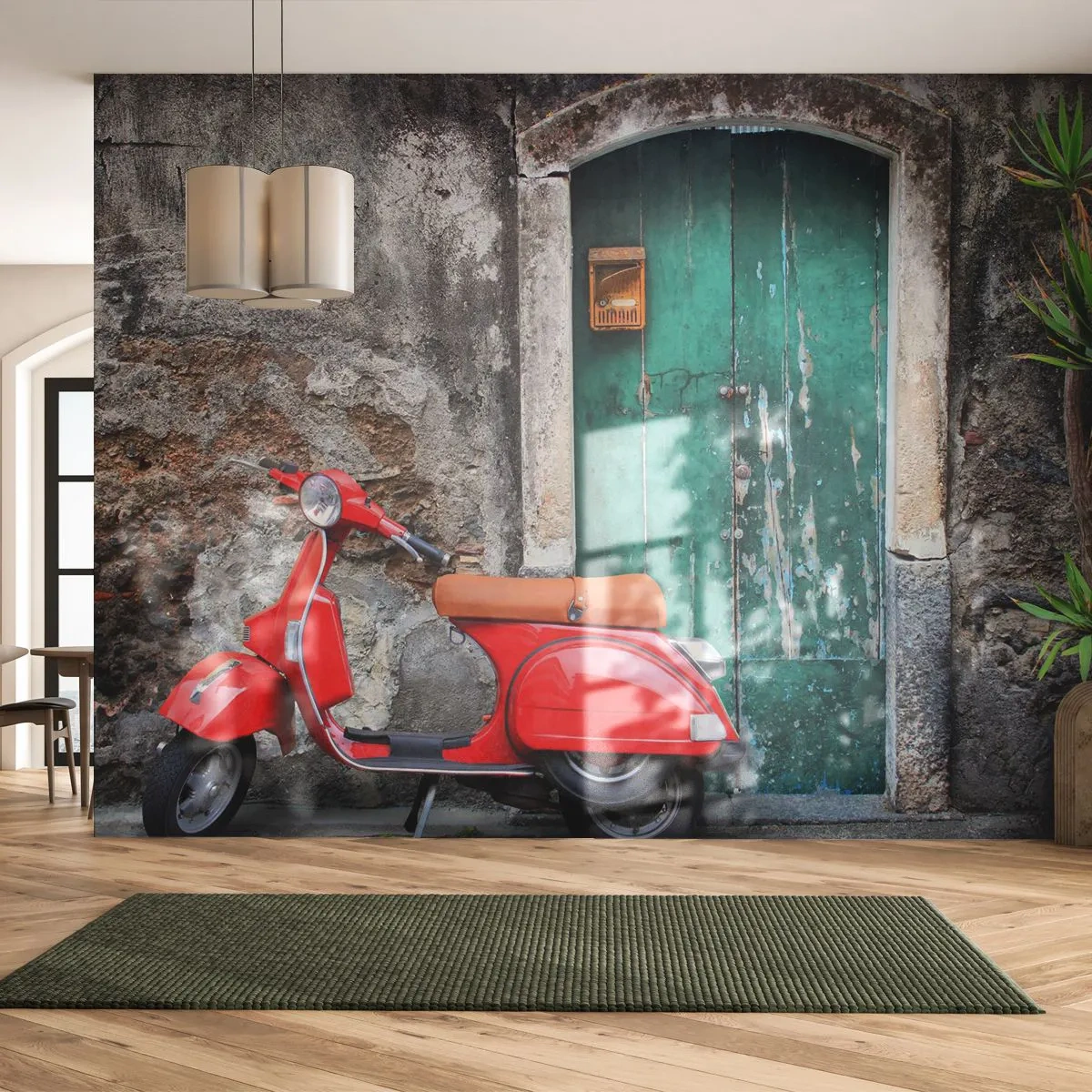 Självhäftande Fototapet Deluxe Sticker - Italiensk semester - Bil, Skoter, Italien - 250x175 cm