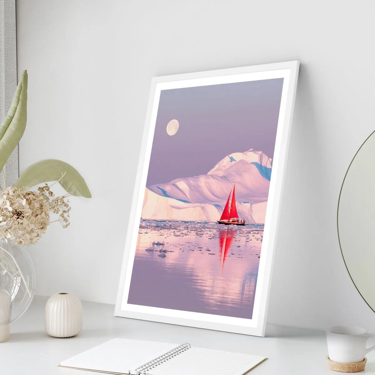Affisch i vit ram - Seglens glöd, isens kyla - 61x91 cm