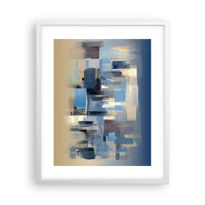 Affisch i vit ram - Blå konstruktion - 40x50 cm