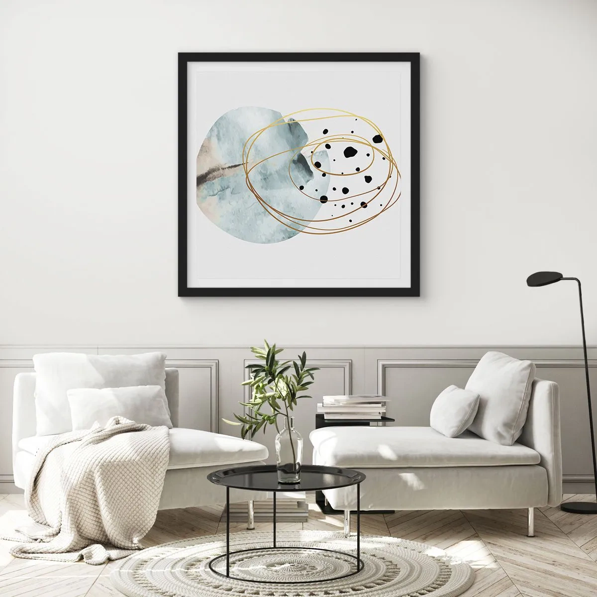 Affisch i svart ram - I rummets famn - 30x30 cm