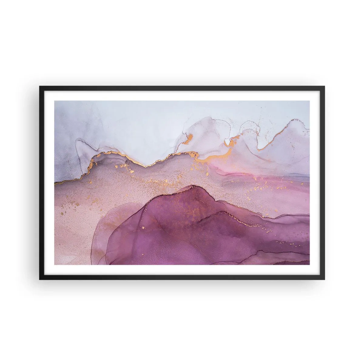 Affisch i svart ram - Lila och violett vågor - 91x61 cm