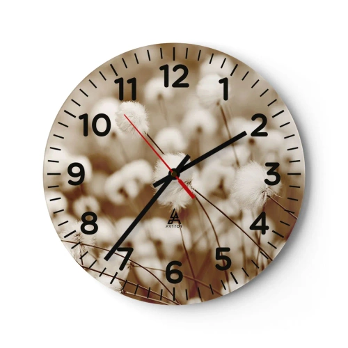 Väggklocka - Klocka på glas - Fluffig åkermark - 30x30 cm