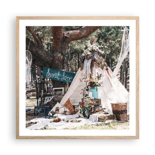 Affisch i ram av ljusek - Make love… - 60x60 cm