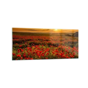 Glastavla - Bild på glas - Bland brusande ängars vågor, bland blommornas flod - 120x50 cm