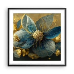 Affisch i svart ram - Blommande av guld - 50x50 cm