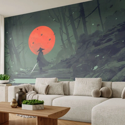 Fototapet Premium Canvas - Röda månens kämpe - Abstraktion, Fantasi, Krigare - 200x140 cm