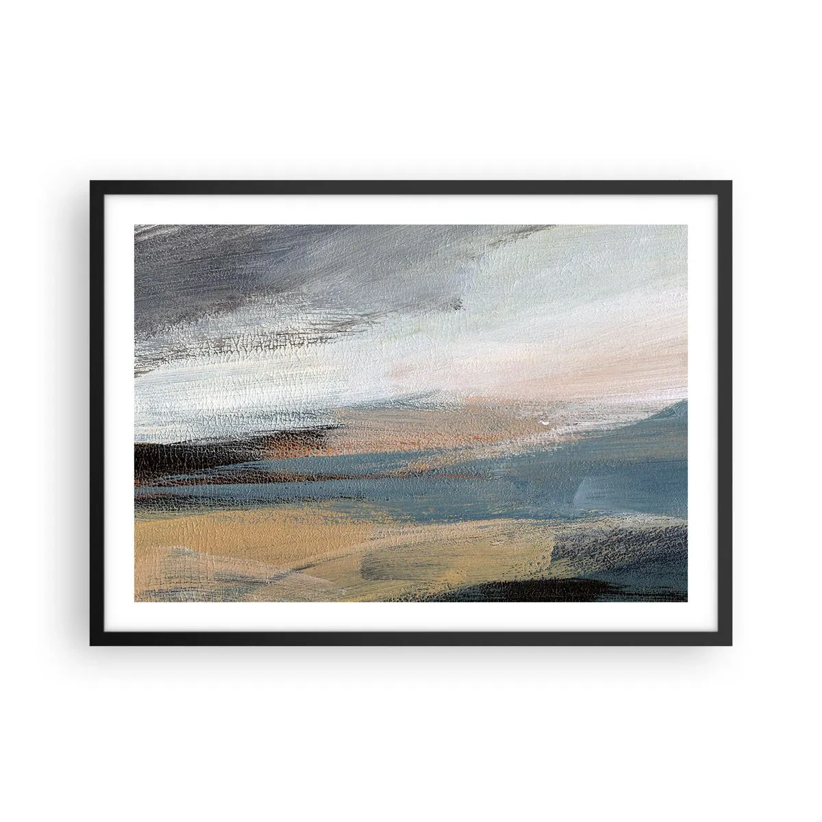 Affisch i svart ram - Abstraktion: nordligt landskap - 70x50 cm