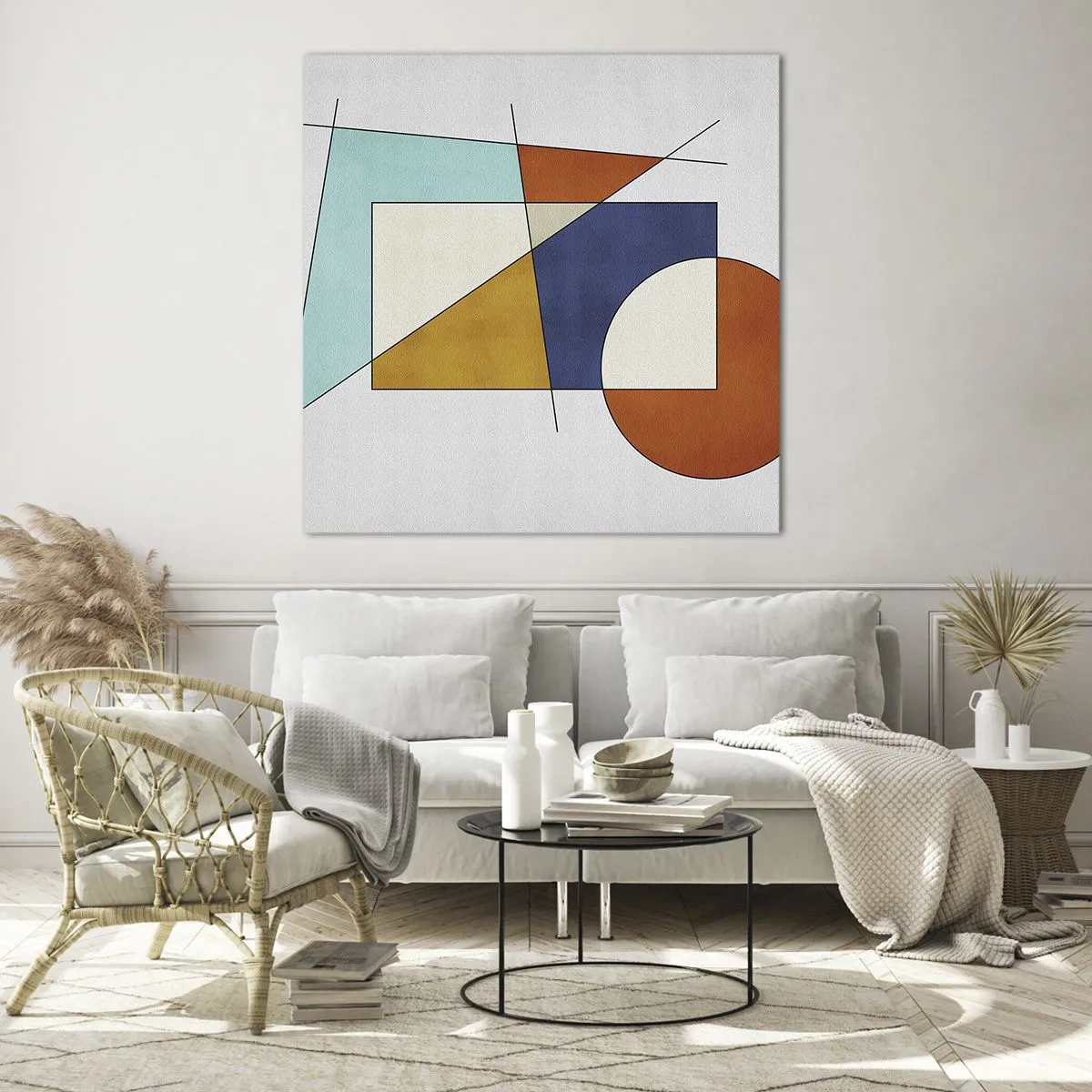 Glastavla - Bild på glas - Abstraktion: modernistiskt nöje - 40x40 cm