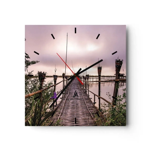 Väggklocka - Klocka på glas - Asiens lugn och tystnad - 40x40 cm