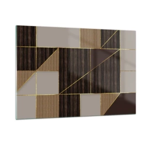 Glastavla - Bild på glas - Mosaik av brun och guld - 120x80 cm