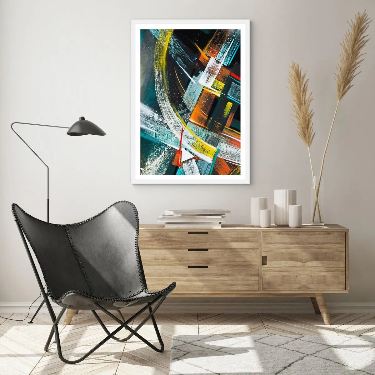 Affisch i vit ram - Rörelsens energi - 50x70 cm