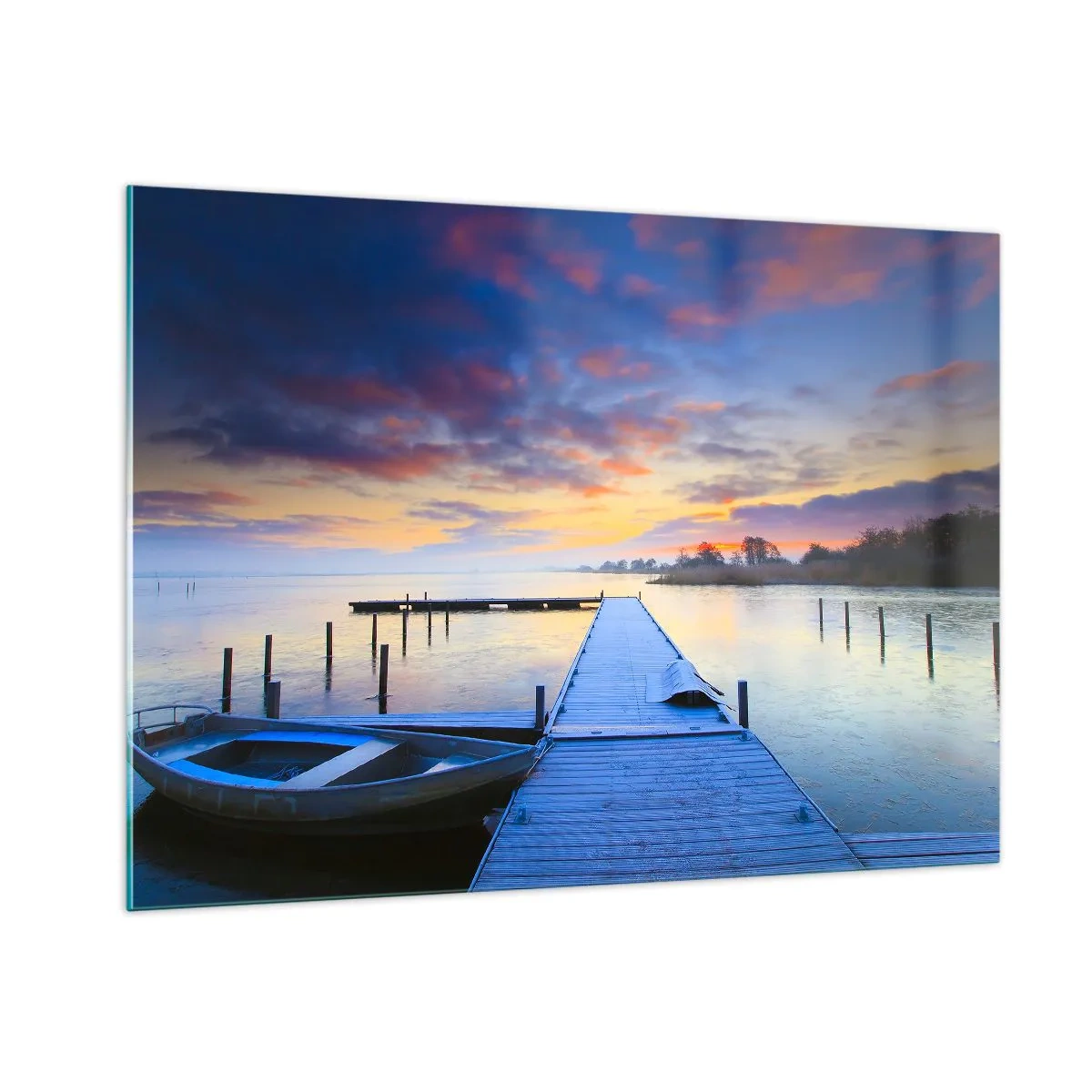 Glastavla - Bild på glas - Violet-guld ro - 100x70 cm