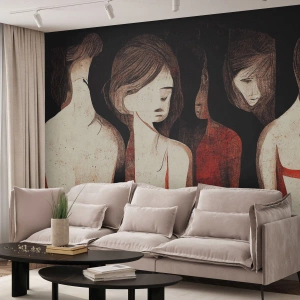 Fototapet Premium Sand - Madonnor av mörker - Kvinnor, Bit, Sorg - 300x210 cm