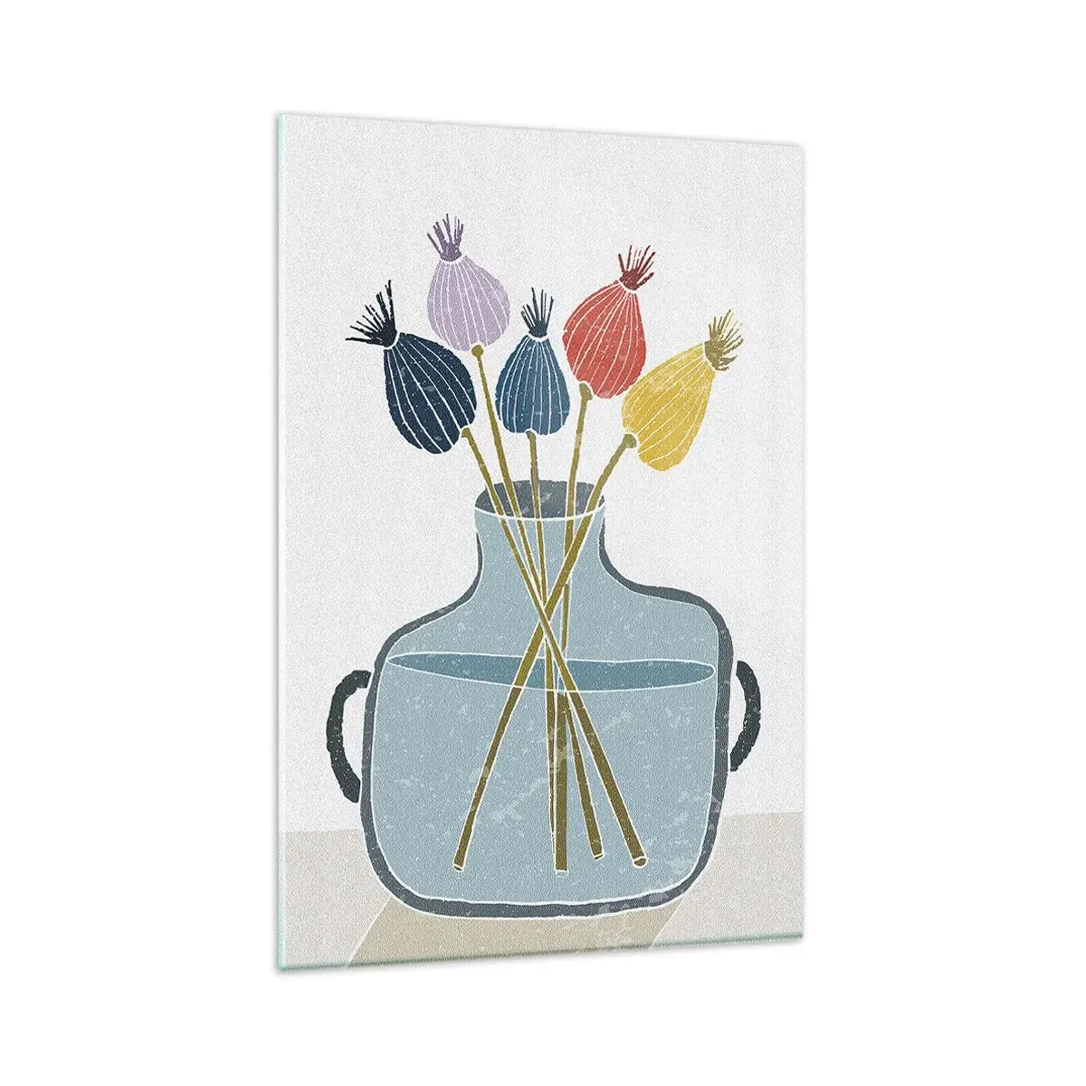 Glastavla - Bild på glas - Vallmovas - 80x120 cm