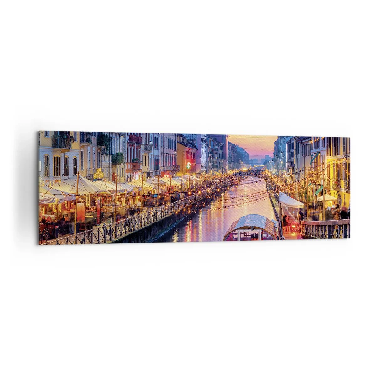 Canvastavla - Bild på duk - Ljusets och nöjets kväll - 160x50 cm